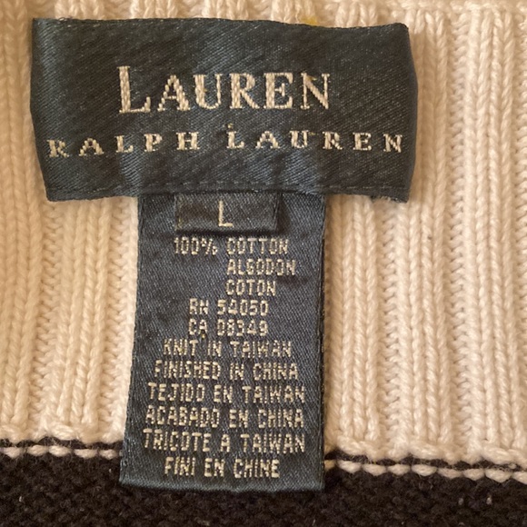 Vintage Ralph Lauren Black/White Cotton Sweater - Picture 10 of 11